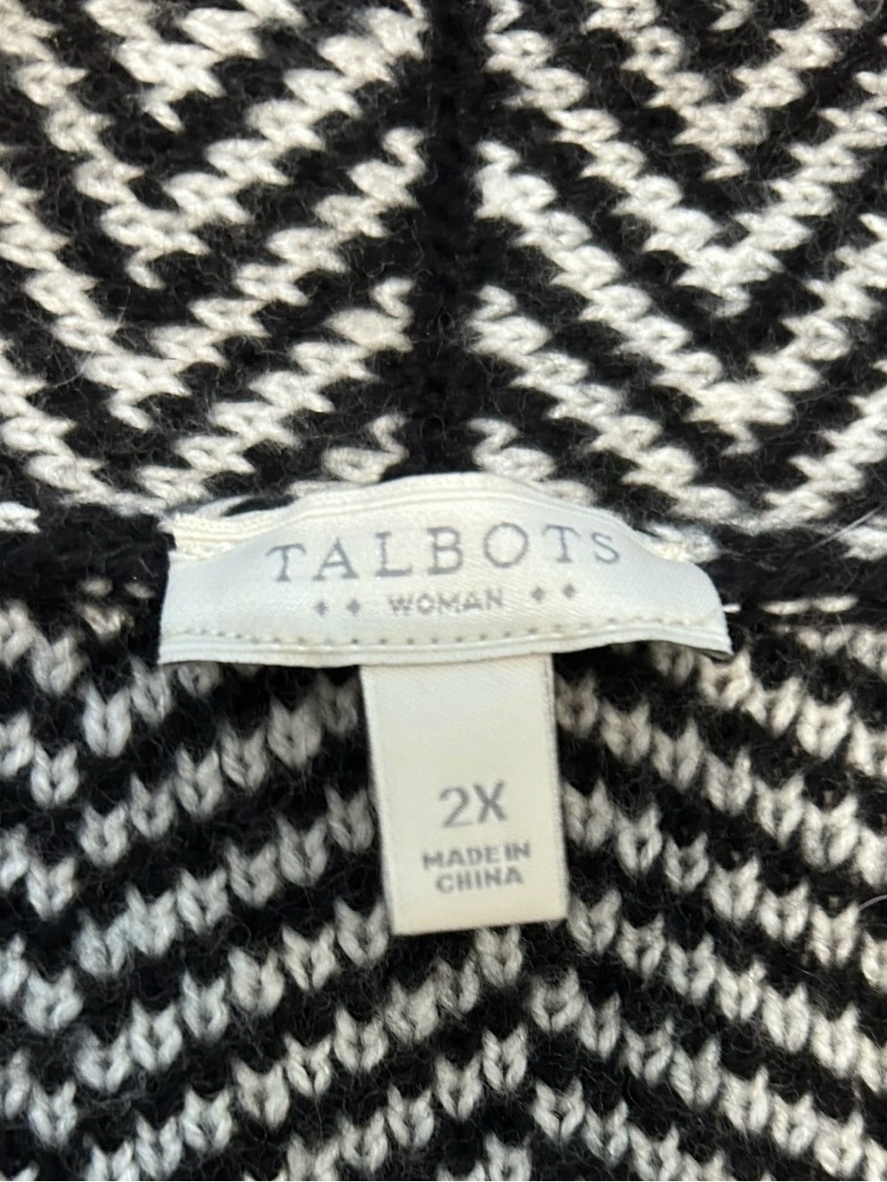 Talbots Women's Black & White Herringbone Open Front Coatigan - Picture 3 of 9